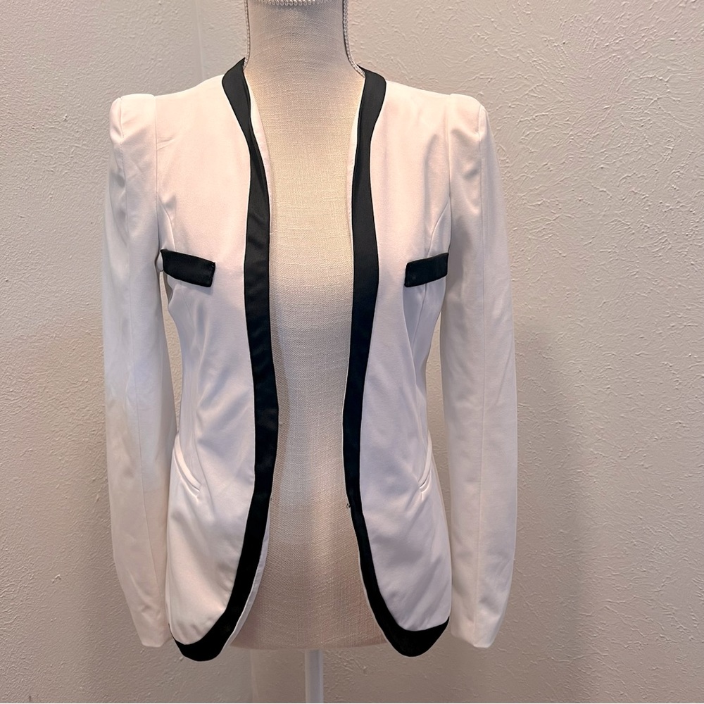 White with black trim dress blazer
